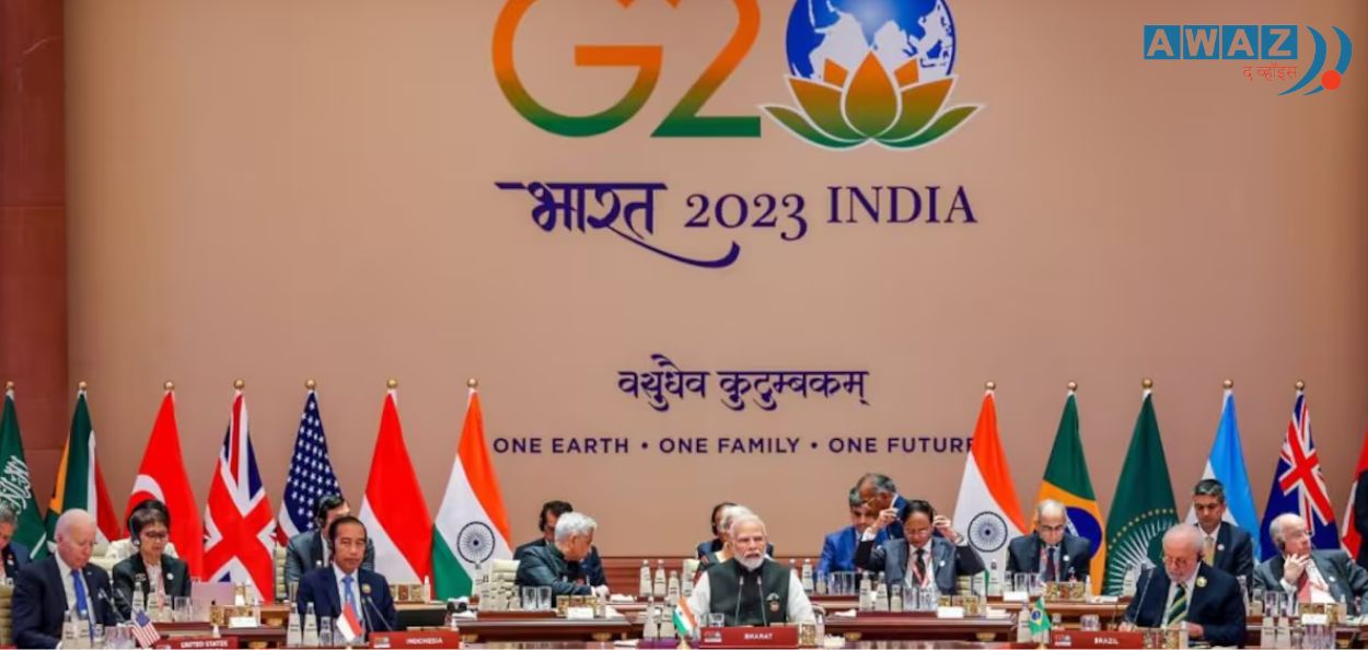 जी-२० चे अध्यक्षपद भूषवताना पंतप्रधान नरेंद्र मोदी