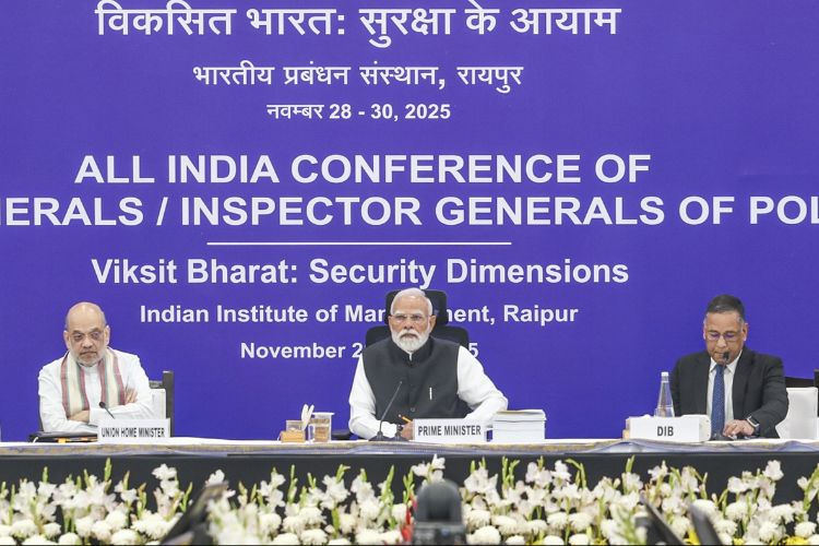 'अखिल भारतीय पोलीस महासंचालक/महानिरीक्षक परिषदे'त बोलताना पंतप्रधान नरेंद्र मोदी 