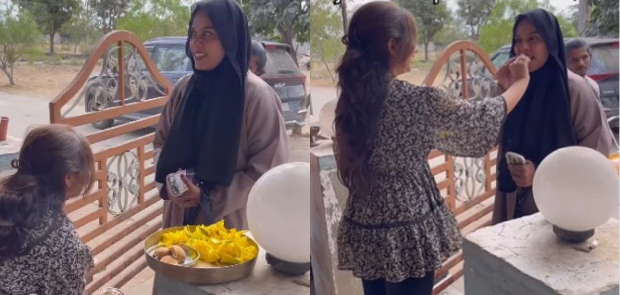 उमरावरून परतलेल्या मैत्रिणीचे स्वागत करताना हिंदू तरुणी 