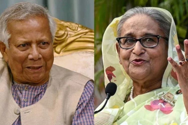 मोहम्मद युनुस आणि शेख हसीना 