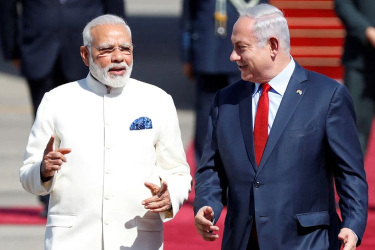 पंतप्रधान नरेंद्र मोदी यांच्यासमवेत इस्रायलचे पंतप्रधान बेंजामिन नेतन्याहू