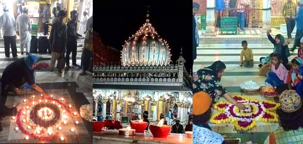 दिवाळीनिमित्त दिल्लीतील निजामुद्दीन दर्गा येथे दिव्यांची रोषणाई