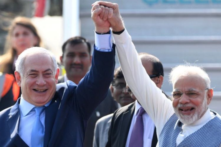 पंतप्रधान नरेंद्र मोदी यांच्यासमवेत इस्रायलचे पंतप्रधान बेंजामिन नेतन्याहू