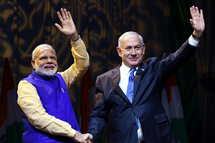पंतप्रधान नरेंद्र मोदी यांच्यासमवेत इस्रायलचे पंतप्रधान बेंजामिन नेतन्याहू