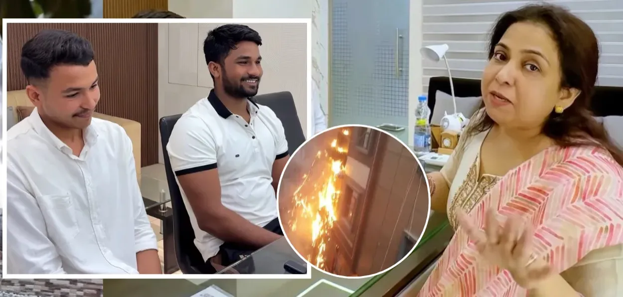 साहिब आणि सचिन, त्यांची शिक्षिका नीतू सिंग यांच्यासोबत.