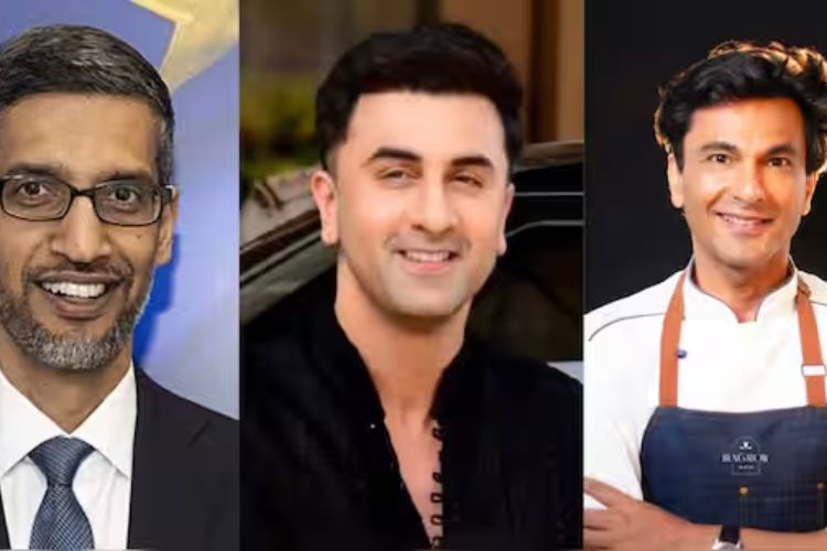 गुगलचे मुख्य कार्यकारी अधिकारी सुंदर पिचाई, अभिनेता रणबीर कपूर आणि शेफ विकास खन्ना