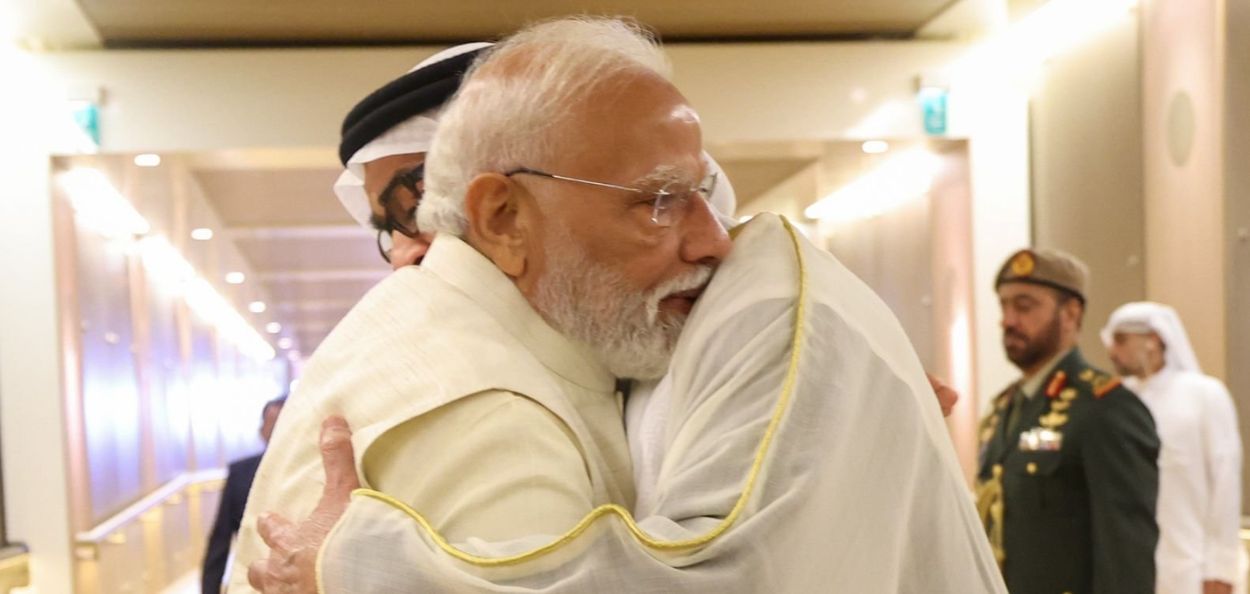 पंतप्रधान नरेंद्र मोदी यांच्यासमवेत संयुक्त अरब अमिरातीचे (युएई) राष्ट्राध्यक्ष शेख मोहम्मद बिन झायेद अल नाह्यान