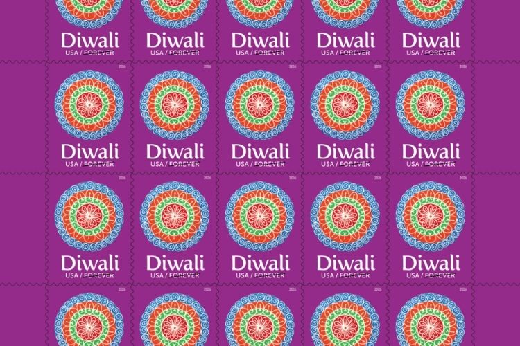 अमेरिकन टपाल विभागातर्फे दिवाळीनिमित्त प्रसिद्ध झालेले विशेष टपाल तिकीट 