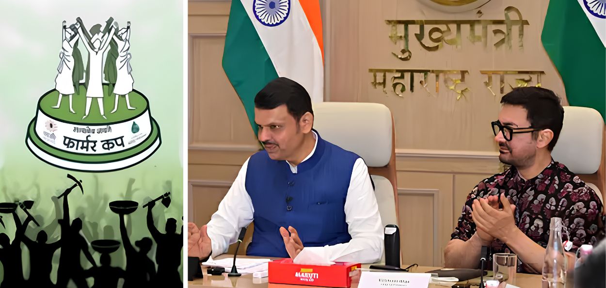 फार्मर कप २०२६चं उद्घाटन करताना मुख्यमंत्री देवेंद्र फडणवीस आणि अमीर खान 