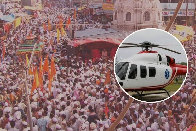 पंढरपूर: आषाढी वारीदरम्यान आजार पडलेल्या वारकऱ्याला महाराष्ट्र शासनाच्या एअर अँब्युलन्सद्वारे तातडीने सोलापूरला हलवण्यात आले.