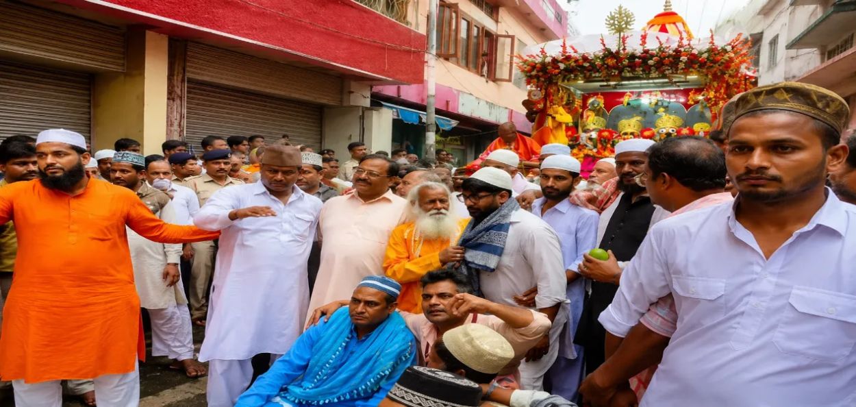 नाहन: हिमाचल प्रदेशातील नाहन येथे भगवान जगन्नाथाच्या रथयात्रेचे मुस्लिम समुदायाकडून भव्य स्वागत.