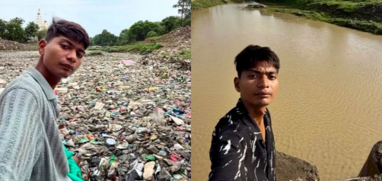 अजनार नदीच्या आधीच्या आणि नंतरच्या चित्रात सुरेंद्र सिंग चौधरी ऊर्फ बिट्टू तबाही