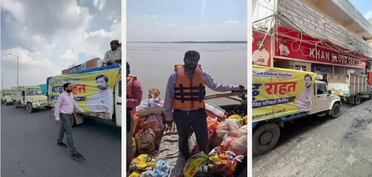 बिहारमध्ये पूरग्रस्तांना मदत करताना खान सर 