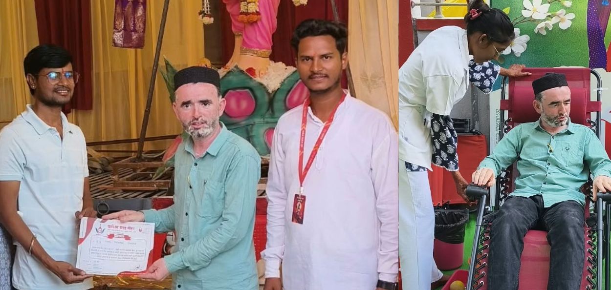 कारंजा लाड येथील बजरंग पेठ गणेश मंडळाच्या शिबिरात रक्तदान करताना नगरसेवक इम्रान पारेख