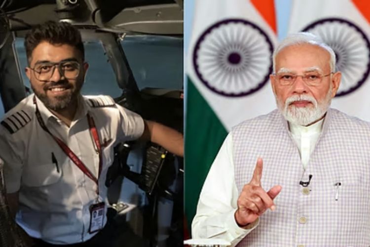 भारतीय पायलट स्मित मच्छहर, पंतप्रधान नरेंद्र मोदी